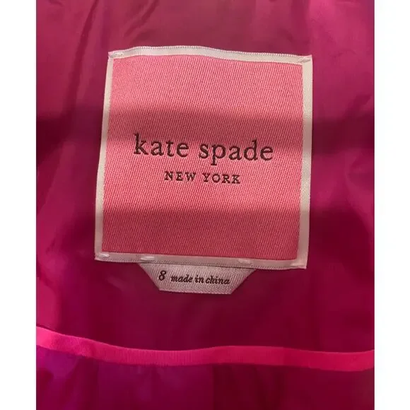 KATE SPADE COAT PINK PUFFER WINTER PREPPY FEMININE COQUETTE WINTER BELTED TIE - Picture 4 of 13